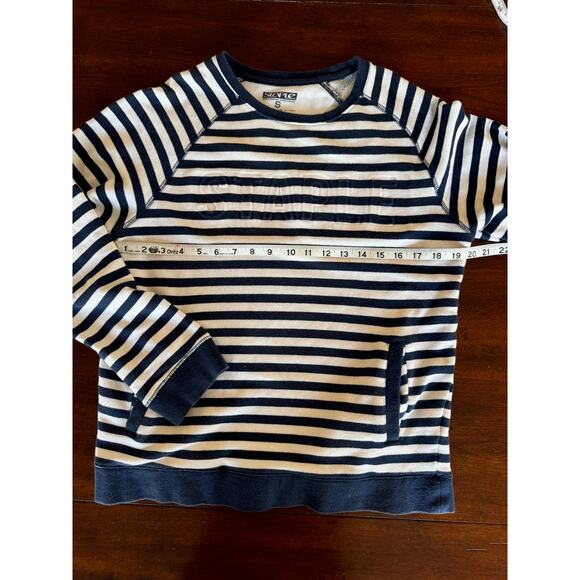 Staple Sweatshirt Sz S Men's Long Sleeve Blue White Stripe Preppy Logo Embossed - Picture 7 of 9